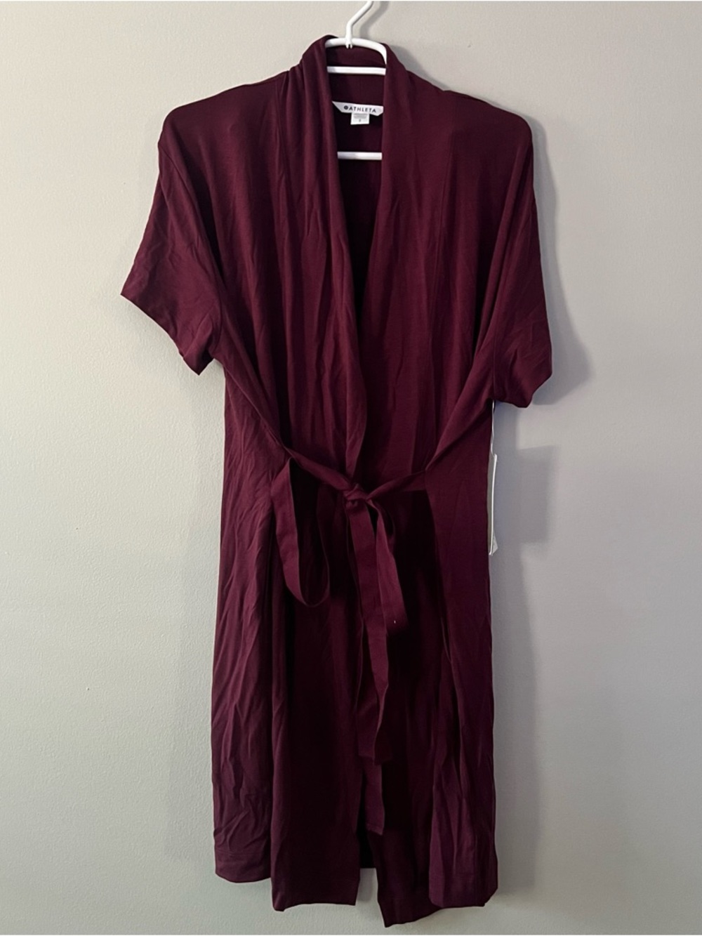Athleta Women’s Maroon Nighttime Bliss Short Sleeve Robe Size Small New